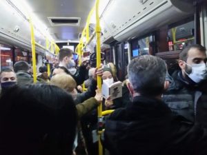 Kısıtlama öncesinde toplu taşımada dikkat çeken yoğunluk