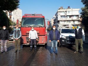 Salihli Belediye ekipleri sokağa çıkma kısıtlamasında sahada çalışıyor