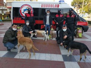 Nazilli’de polis sokak hayvanlarını unutmadı