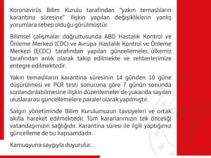 Sağlık Bakanlığından ’yakın temaslıların karantina süresine’ ilişkin yeni açıklama