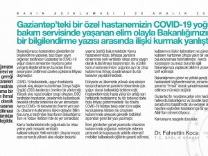 Bakan Koca’dan Gaziantep’te hastanedeki patlamayla ilgili açıklama