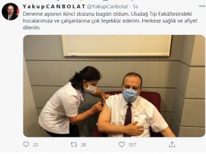 Bursa Valisi Canbolat korona aşısının 2. dozunu da yaptırdı