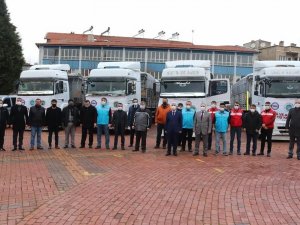 Tavşanlı’dan Suriye’ye yardım tırları yola çıktı