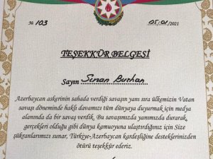 Azerbaycan’dan Anadolu Yayıncılar Derneği ve gazetecilere teşekkür belgesi
