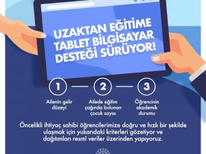 Uzaktan eğitime tablet bilgisayar desteği sürüyor