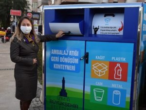 Ambalaj atıkları için geri dönüşüm konteynerleri yerleştiriliyor