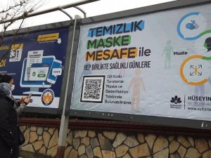 Sultanbeyli Belediyesi billboardlar üzerinden maske dağıtımına başladı