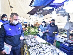 Tuzla’da balık tezgâhlarına hamsi boyu denetimi