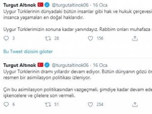 Başkan Altınok’tan Çin zulmüne tepki