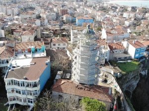 162 yıllık Şile Feneri’ndeki restorasyon çalışmaları havadan görüntülendi
