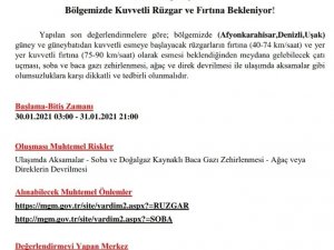 Uşak’a fırtına uyarısı