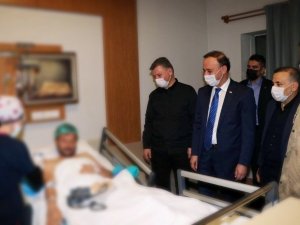 Vali Erin pompalı tüfekle yaralanan polisi ziyaret etti