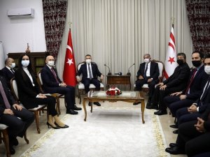 Cumhurbaşkanı Yardımcısı Oktay, KKTC Meclis Başkanı Sennaroğlu ile bir araya geldi