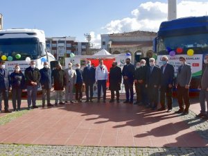 Aliağa’dan Suriye’ye iki tır yardım malzemesi gönderildi