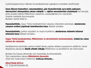 İçişleri Bakanı Soylu: “Uygur Türkü kardeşlerimiz ülkemizde al bayrak ve gök bayrak gölgesinde hür ve özgürdürler”