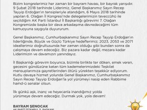 AK Parti İstanbul İl Başkanı Bayram Şenocak yeniden aday olmayacağını açıkladı
