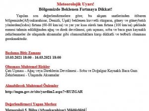 Uşak’ta fırtına uyarısı
