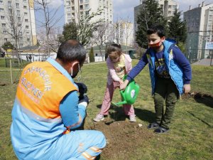 Başakşehir’de fidanlar çocuklarla birlikte büyüyor