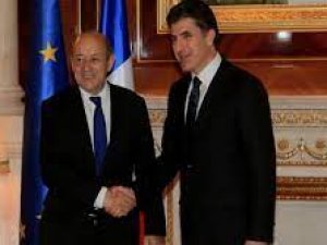 Fransa Dışişleri Bakanı Le Drian, IKBY Başkanı Barzani ile bir araya geldi