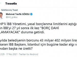 Göksu: “İBB, 27 yıl sonra ilk kez borç dahi alamayacak duruma getirildi”