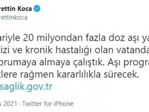 Bakan Koca: "Aşı programımız tüm güçlüklere rağmen kararlılıkla sürecek"