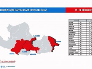 Samsun’da vakalar 16 ilçede düştü, 1 ilçede arttı