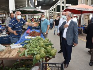 Başkan Kayda kısıtlamada açılan pazaryerlerini denetledi