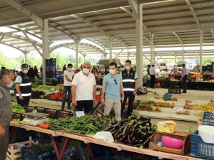 Hisarcık pazarında koronavirüs denetimi