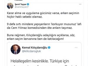 Milletvekili Tayyar’dan erken seçim çağrısına şartlı destek