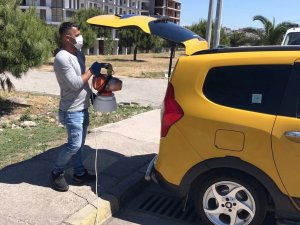 Ticari taksiler dezenfekte ediliyor