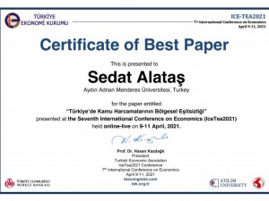 ADÜ Araştırma Görevlileri ‘En İyi Bildiri’ ödülüne layık görüldü