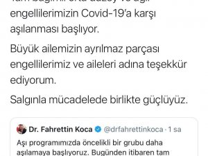 Bakan Yanık’tan Sağlık Bakanı Koca’ya teşekkür