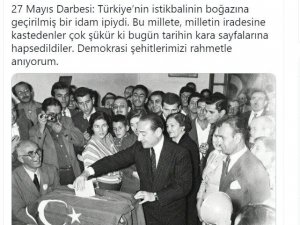 Başkan Yazıcı’dan 27 Mayıs mesajı, “Türkiye’nin istikbalinin boğazına geçirilmiş bir idam ipi idi”