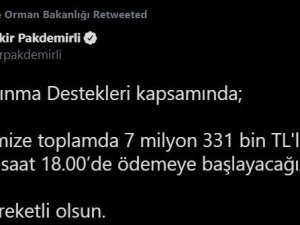 Bakan Pakdemirli, 7 milyon 331 bin TL’lik Kırsal Kalkınma Desteği ödemelerinin başladığını duyurdu