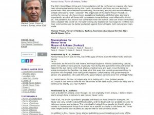 Ankara Büyükşehir Belediye Başkanı Yavaş, “World Mayor’da” finale kaldı