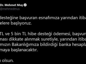Esnafa 3 bin ve 5 bin liralık hibe desteği ödemeleri yarın başlıyor