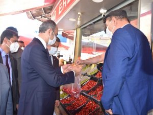 Sezonun ilk kirazları Bakan Gül’e ikram edildi