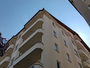 Çatıya sıkışan kargayı itfaiye kurtardı