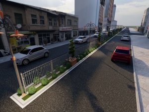 Atatürk Bulvarındaki refüjlere yeni düzenlenme yapılıyor