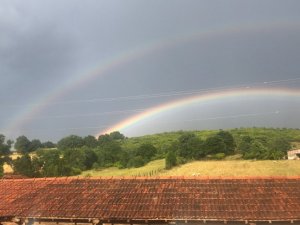 Çanakkale’de çifte gökkuşağı manzarası