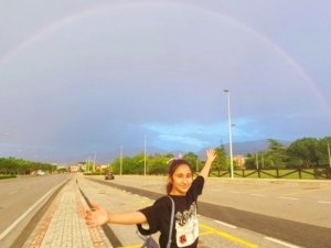 Fırtınanın ardından çifte gökkuşağı Denizli semalarını süsledi