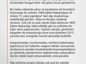 Bakan Selçuk: "Milli Eğitim Bakanlığı bu şirketten bir satın alma yapmamıştır"