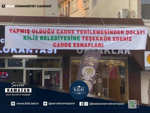 Esnaflardan Belediyeye pankartlı teşekkür