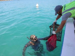 Yarım ton atık denizden çıkarıldı