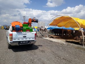 Pursaklar’daki kurban satış ve kesim alanı her gün dezenftekte ediliyor