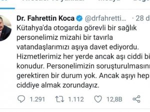 İlginç aşı davetine Bakan Koca’dan destek