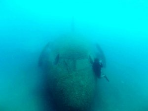 Dev uçağı görebilmek için dalış yapıyorlar