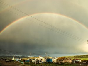 Yağmur sonrası gökkuşağı hayran bıraktı
