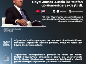 Milli Savunma Bakanı Akar, ABD’li mevkidaşı Austin ile telefonla görüştü