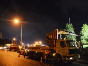 TEM Otoyolu yüksek gerilim hattındaki çalışma devam ediyor